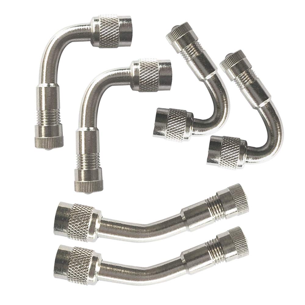 QitinDasen 6Pcs Professional Tyre Valve Extension Adapter Set, Tire Stem Extension, Nickel-Plated Copper Air Tire Extension Schrader Valve Adapter, for Car Truck Motorcycle Bike (3 Kinds, Silver)