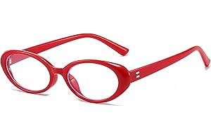 Onrtry Retro Oval Blue Light Glasses for Women Men Small 90s Style Computer Eyewear Fake Nerd Eyeglasses