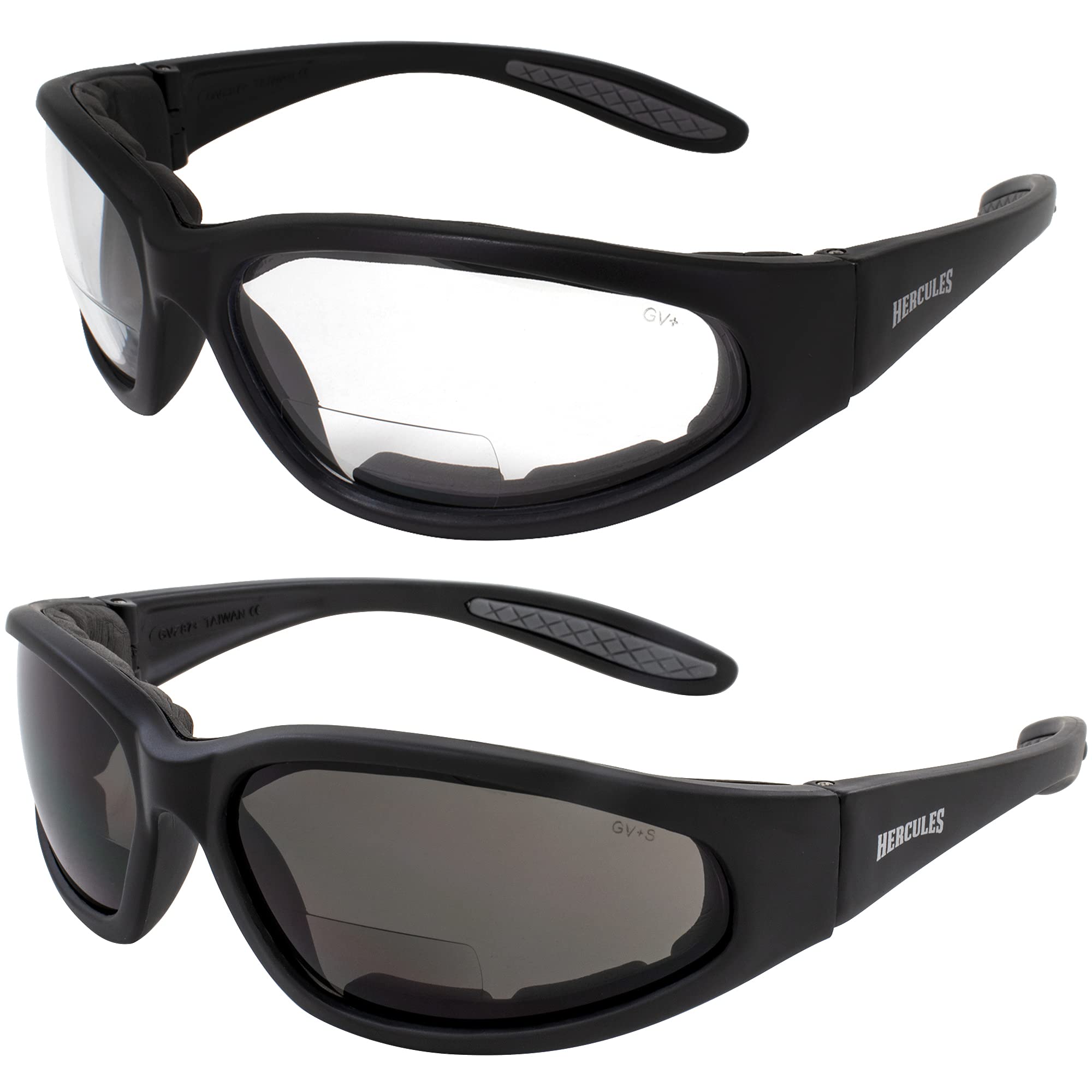 Dragonfly Alley 3272 2 Pairs - 2.5 Bifocal Global Vision Eyewear Hercules Anti-fog Safety Glasses with EVA Foam (1 Clear, 1 Smoke)