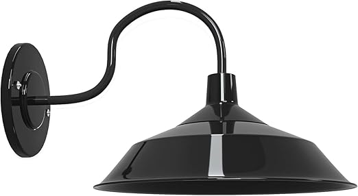 Black Gooseneck Barn Light Wall Sconces 10 Inch Shade Faithsail