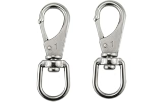 keehui Stainless Steel 304 Swivel Eye Snap Hooks Size1#(M5)/2#(M6)/3#(M7) Marine Clips Flag Snap Spring Pet Buckles