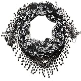 Scarf, WILLTOO Lace Tassel Sheer Floral Print Triangle Mantilla Scarf Shawl (Black)