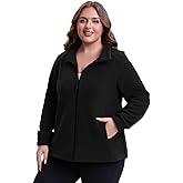 HHE Women Plus Size Fleece Jacket Zip Up Lightweight Soft Polar Fleece Jacket