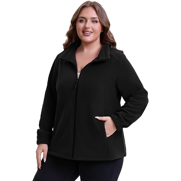 Woman Within Plus Size Zip-Front Microfleece Jacket Long Oversized