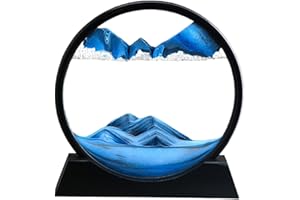 YKW 3D Deep Sea Moving Sand Art,Relaxing Kinetic Sandscape Art Table Desk Top to Decor for Any Home, Office Desktop, Mantle,Bookshelf Making It Ideal for Any Setting (10inches, Blue)