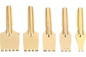 FAVOMOTO 5PCS Brass Flat Pen Nibs, Fountain Pen Nibs Set Nostalgia Retro Flat Head Pen Tips Spare Nibs Replacement Calligraphy Pen Nibs Comic Pen Nib Set for Sketching Writing Manga Painting