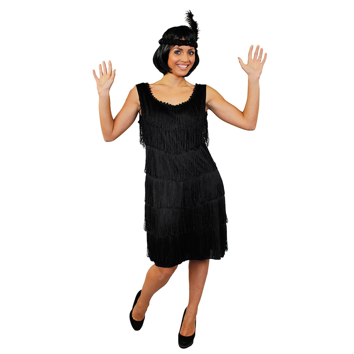 I LOVE FANCY DRESS LTD ILFD4610S Ladies Deluxe Flapper Dress with Matching Headpiece, Black, Small