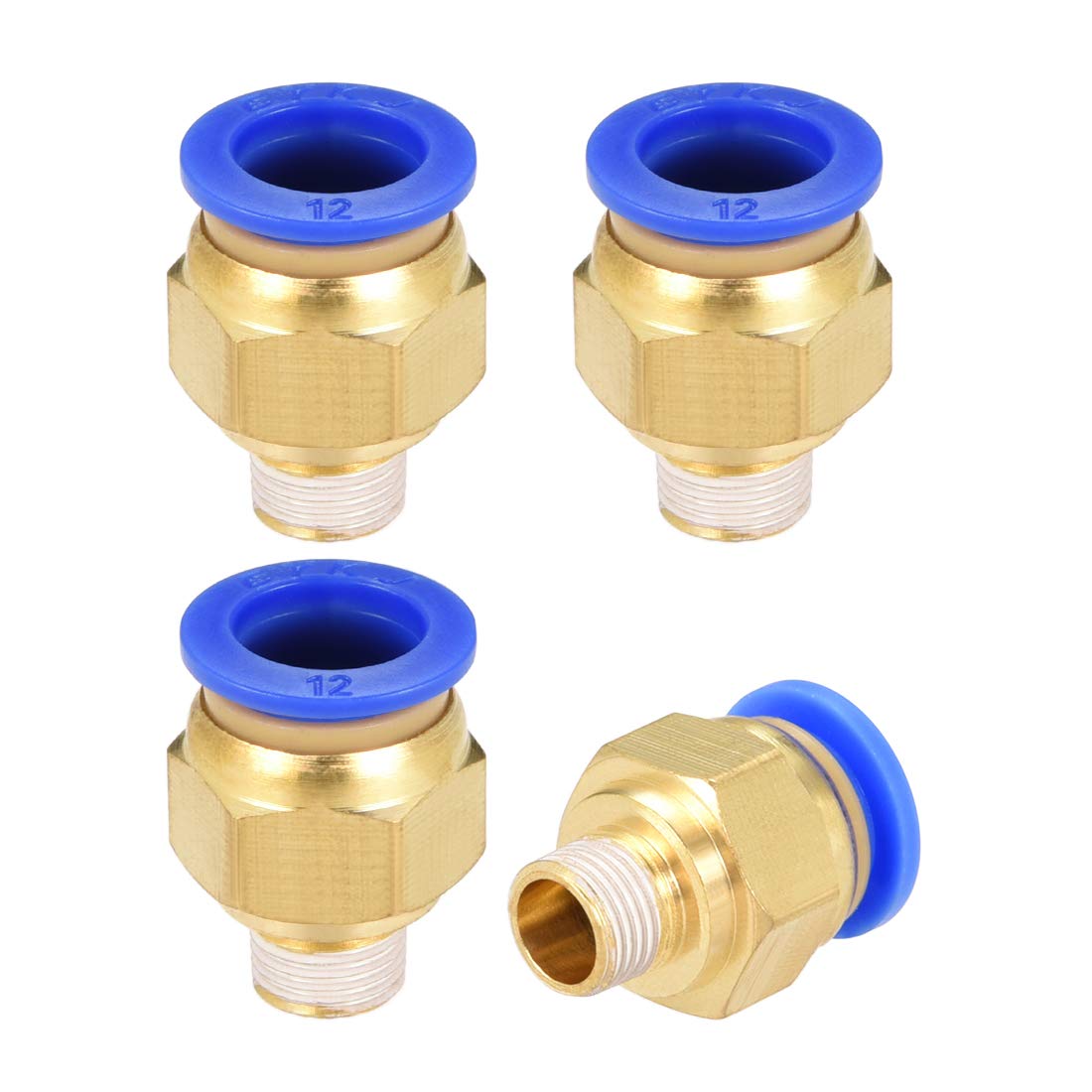 sourcing map Straight Pneumatic Push to Quick Connect Fittings G1/8 Male x 12mm Tube OD 4pcs