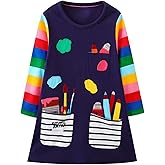 UNIYOUTH Girls Dress A-Line Dress for Toddler Kids Baby with Crewneck 100% Cotton Causal Playwear Cute Outifit