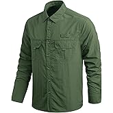 ROAMUNCH Men's Fishing Shirts Long Sleeve Travel Work Shirts for Men Button Down Shirts