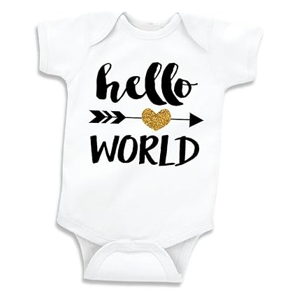 Amazon Com Hello World Shirt Baby Girl Outfit Newborn Glitter Bodysuit 0 3 Months Baby