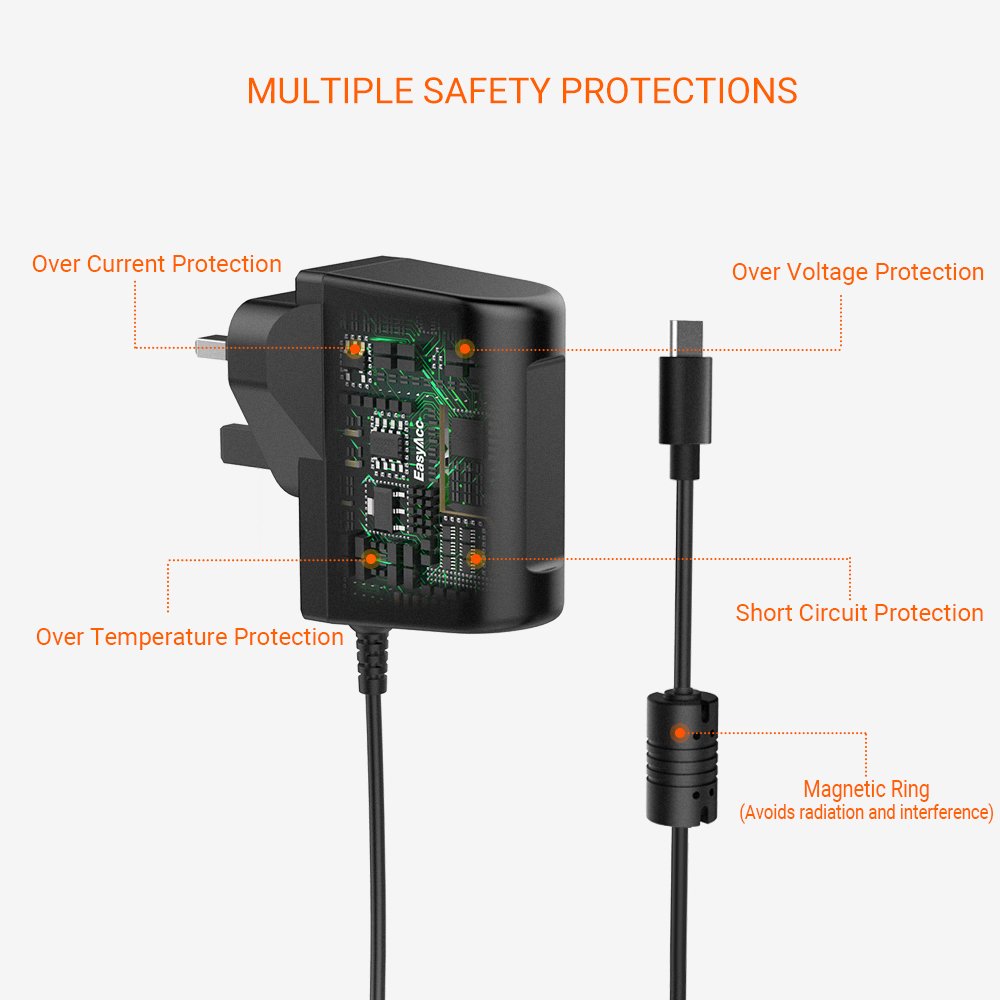Type-C Mains Charger EasyAcc 30W USB C Wall Charger with Power Delivery and QC Fast Charging Technology for Samsung S8/8+ Wireless Charger, MacBook, Nintendo Switch