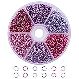 Pandahall 1 Box (About 1080PCS) Colorful Pink Theme 6mm Aluminum Wire Open Jump Rings Conectors Chain Links for Jewelry Making Accessories