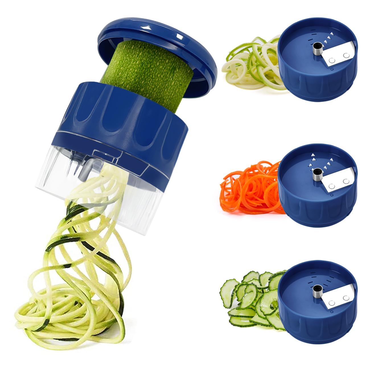Photo 1 of SUREWIN 3 in 1 Vegetable Spiralizer Slicer, Adjustable Zucchini Carrot Noodle Maker, Cucumber Spiral Cutter, Easy to Use Kitchen Tool?Blue?