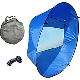 Kayak Wind Sail, Portable Foldable Durable Wind Sail with Transparent Window for Kayak Canoes (Blue)
