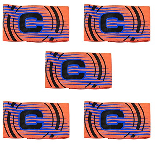 Ancefine Stripe Elastic Youth Soccer Captain Armband,5-Pack (Orange)