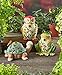 Set of 3 Colorful Flower Friends Owl Frog Turtle Garden Springtime Statue Sculpture Outdoor Yard Decoration