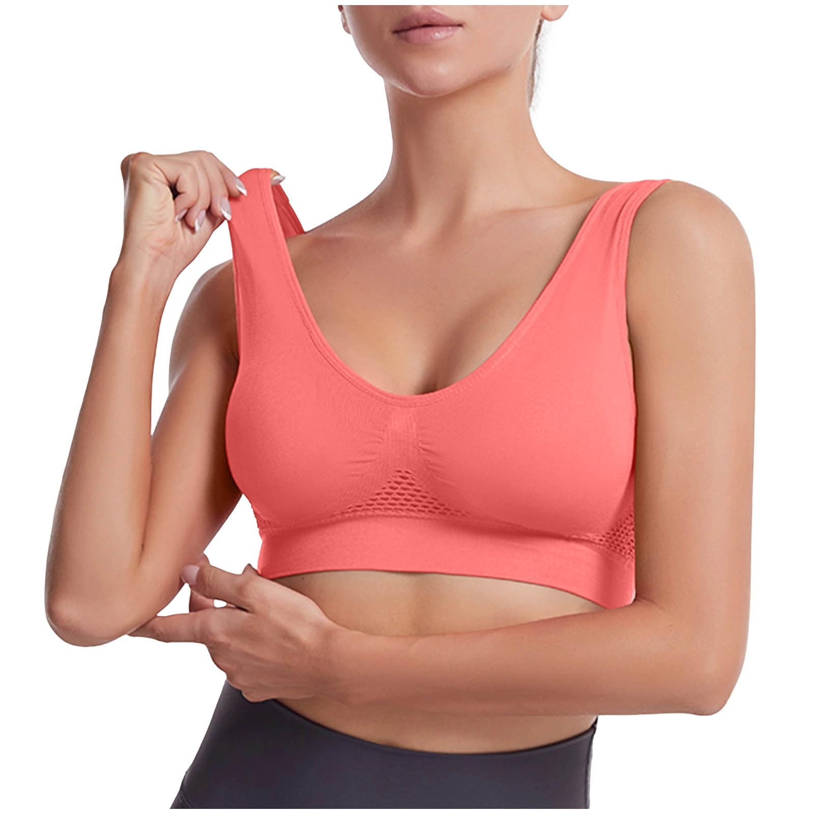 3PCS Sports Bra for Yoga Solid Colour Breath Mesh Running Bras Seamless Bras Unwired Comfy Stretchy Brassiere Workout Bra Every Day Underwear Plus Size S-5xl