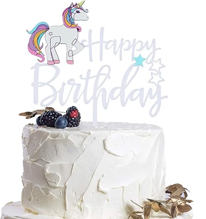 Amazon Co Jp ユニコーンがテーマのhappy Birthdayリトルスターアクリルケーキトッパー ベビーシャワー1ヶ月1歳のお子様の誕生日パーティーデコレーションに おもちゃ
