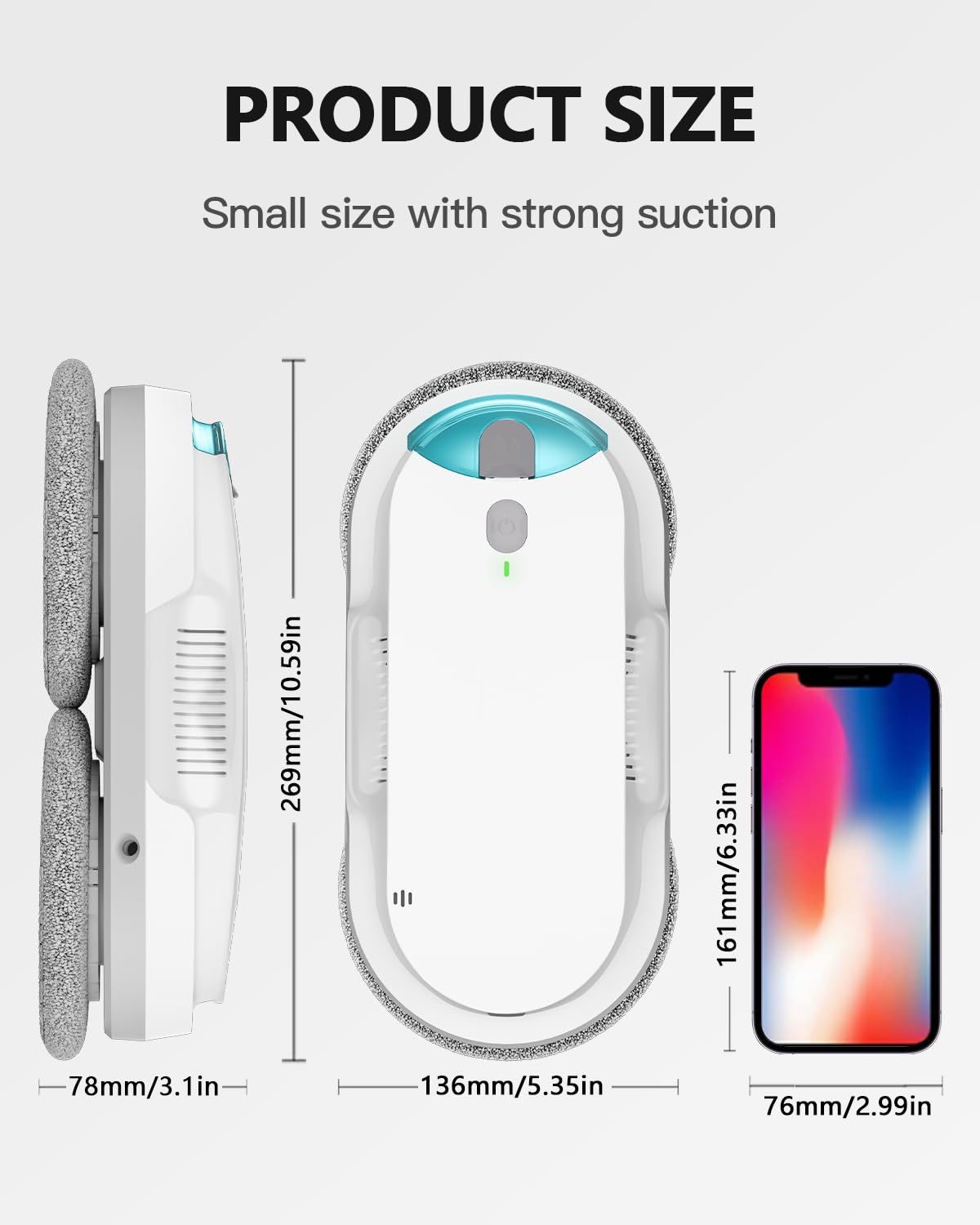 Robot limpiador de ventanas inteligente HIXZAP con pulverizador ultrasónico bidireccional y tanque de 85 ml - Detección automática de bordes, succión fuerte de 2400-3200 pa, protección anticaída para una limpieza sin esfuerzo
