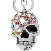 JIAHATE Skull Keychains for Women,Inlaid Multicolor Rhinestone Skull Key Trendy and Punk Style Key Chain Unisex Gift