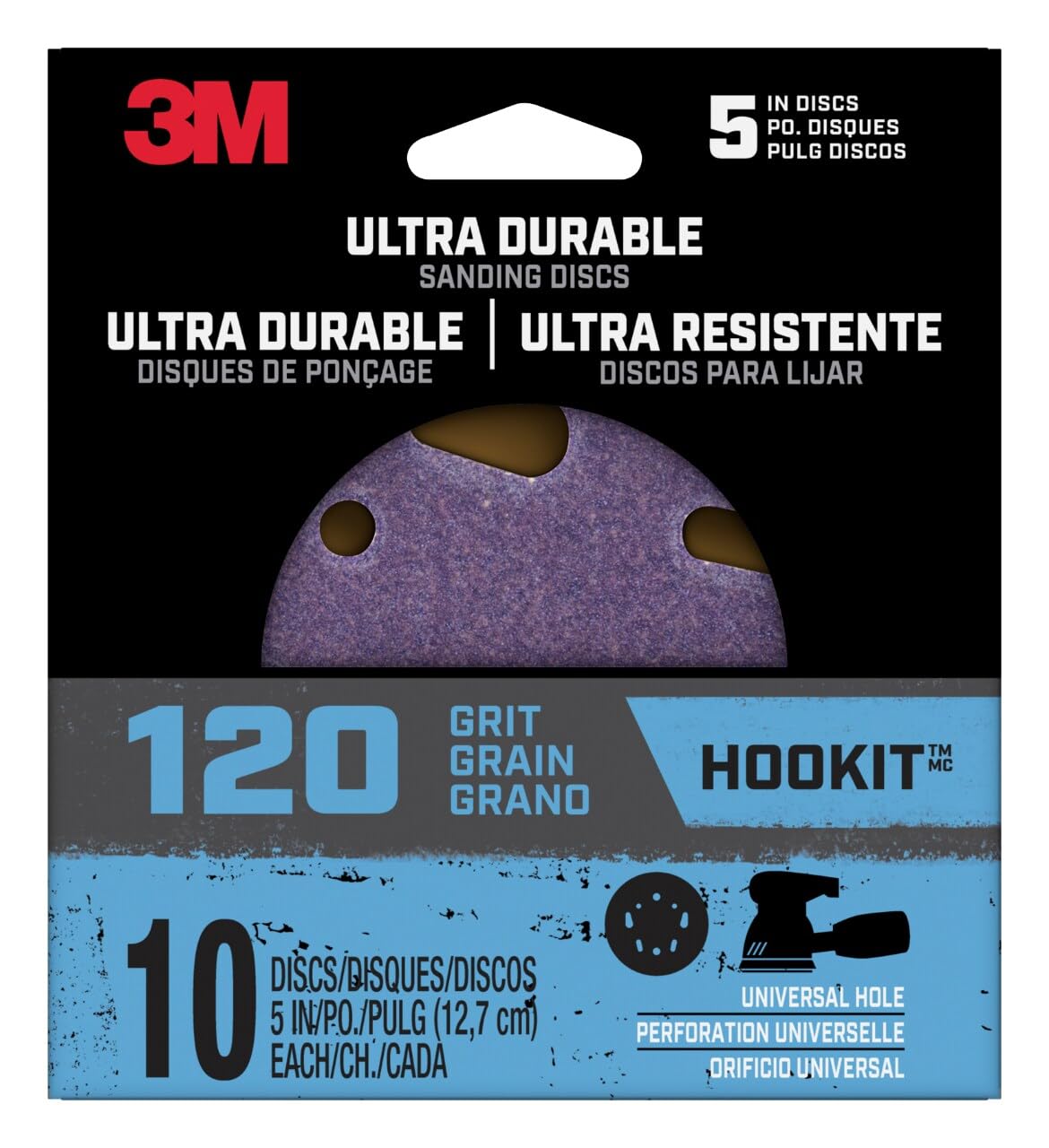 3M DISC5IN10PK120 Sanding Discs, 120 Grit, Purple