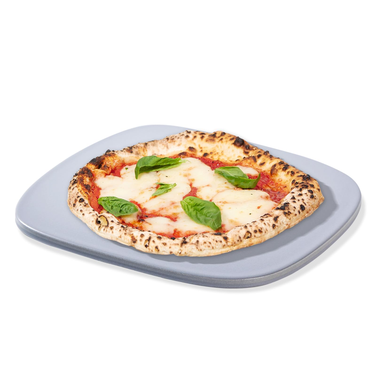 ROCKSHEAT Pizza Stone, Unique Shape 30 x 28cm Pizza Stones for Oven Grill BBQ, Heavy Duty Ceramic Coating Baking Stone for Pizza & Bread & Cookies, Innovative Irregular Design Grilling Stone (Gray)