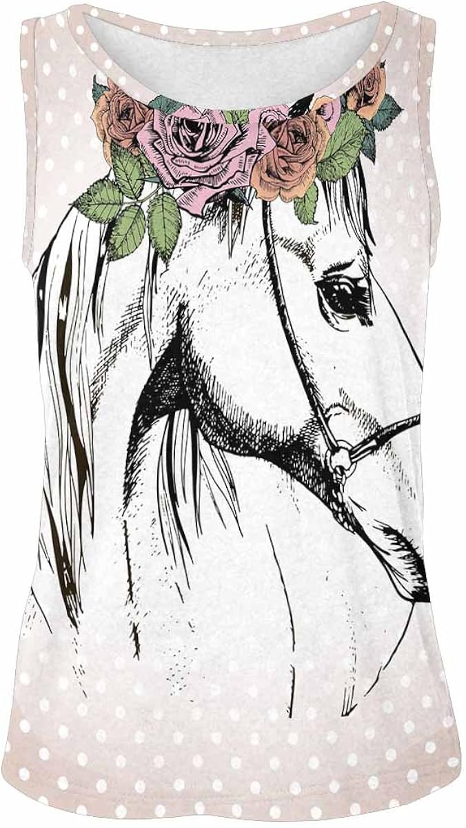 InterestPrint Graphic Design Tank Tops for Women T-Shirt Workout