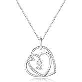 Romavan 925 Sterling Silver Heart Initial Necklace Letter Pendant Necklace for Women - Christmas, Mother's Day, Valentine's Jewelry Gifts for Her, Mom, Wife, Girlfriend Birthday