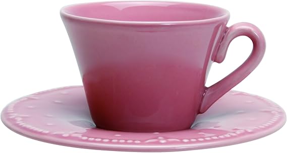 Quid 7279007 juego de 6 platos para tazas de café de porcelana rosa