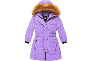 FARVALUE Girls Warm Winter Coats Thicken Long Parka Fleece Puffer Jacket Hooded Quilted Windbreaker