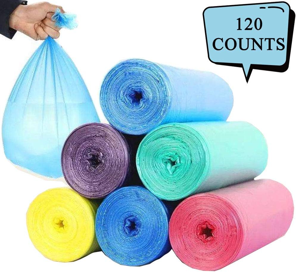 Small Trash Bags Garbage Bags, 120 Counts, 4-6 Gallon Wastebasket Bin Liners Can Plastic Trash Bags for Kitchen Bedroom Bathroom Home Office Trash Can (45cmx50cm 6 Rolls, 20Counts/Roll)