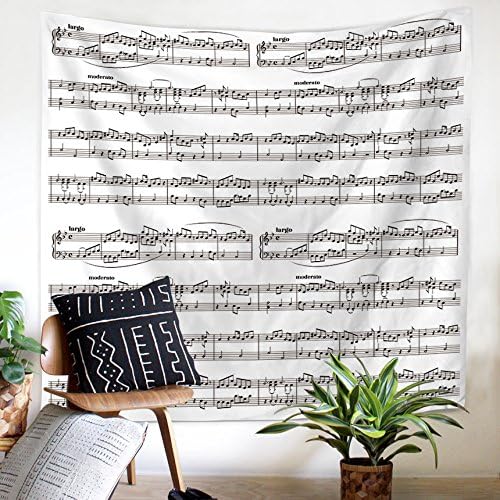 ZHH Music NoteTapestry Wall Hanging Black and White Tapestries Psychedelic Hippie Wall Art Indian Mandala Tapestry for Living Room, Dorm Home Decor 59"X51"