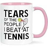 Maustic Tennis Gifts for Women, Funny Gifts for Tennis Players Coach, 11 Oz Two Tone (White & Pink)