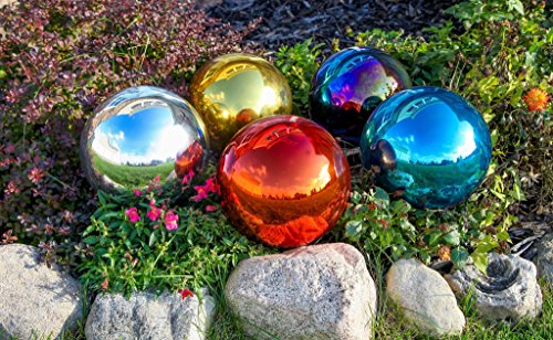 Lily's Home Glass Gazing Ball Mirror Ball Garden Ball in Rainbow - 10 Inch