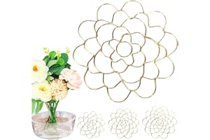 MUCPAD Flower Grid for Vase, Flower Arrangement Holder, Flower Cages for Floral Arrangements, DIY Flower Arrangements Supplies Tools, Suitable for Vase Floral Stems Bouquets Plant Fixation (Gold-4in)