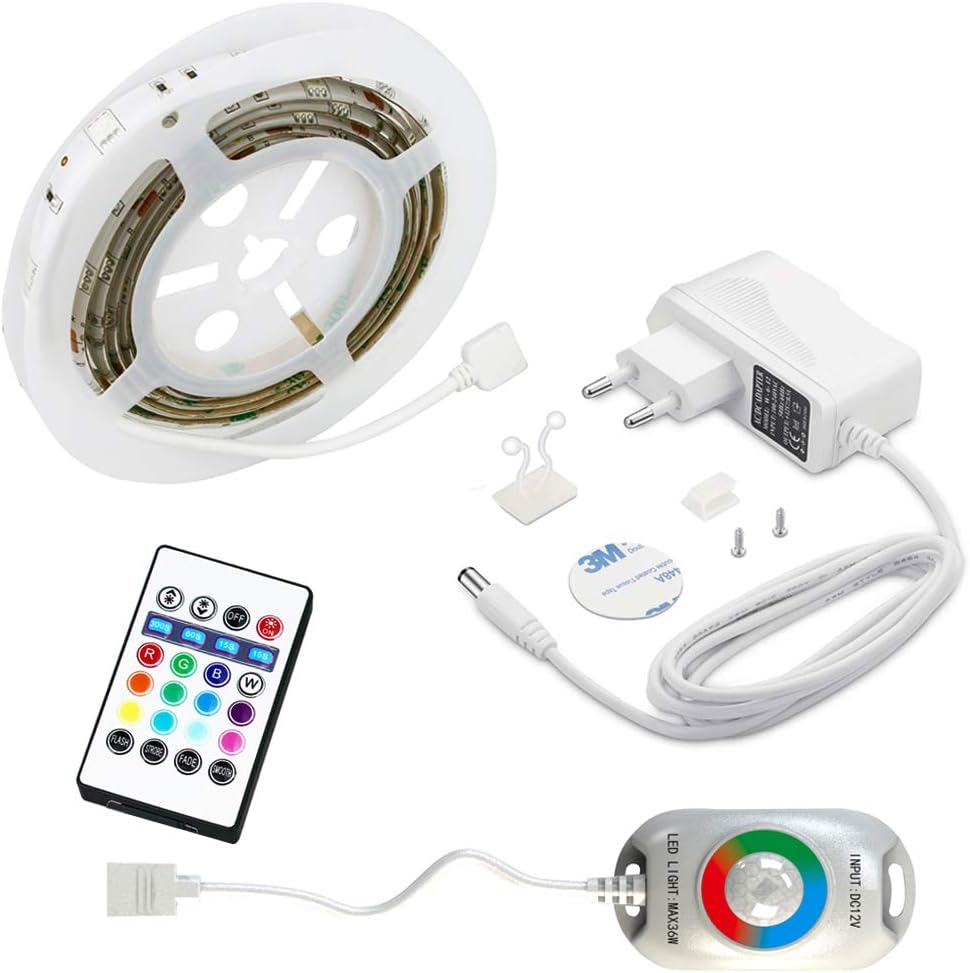 Under Bed Light，LIMINA LED Strip Motion Sensors for Lights Bedside Lamp Illumination ，RF Remote Controller dimmable RGB Under Bed Night Bedroom, Crib, Bedside, Stairs, Cabinet and Bathroom