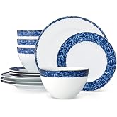 Noritake Blue Rill 12-Piece Dinnerware Set, Service for 4