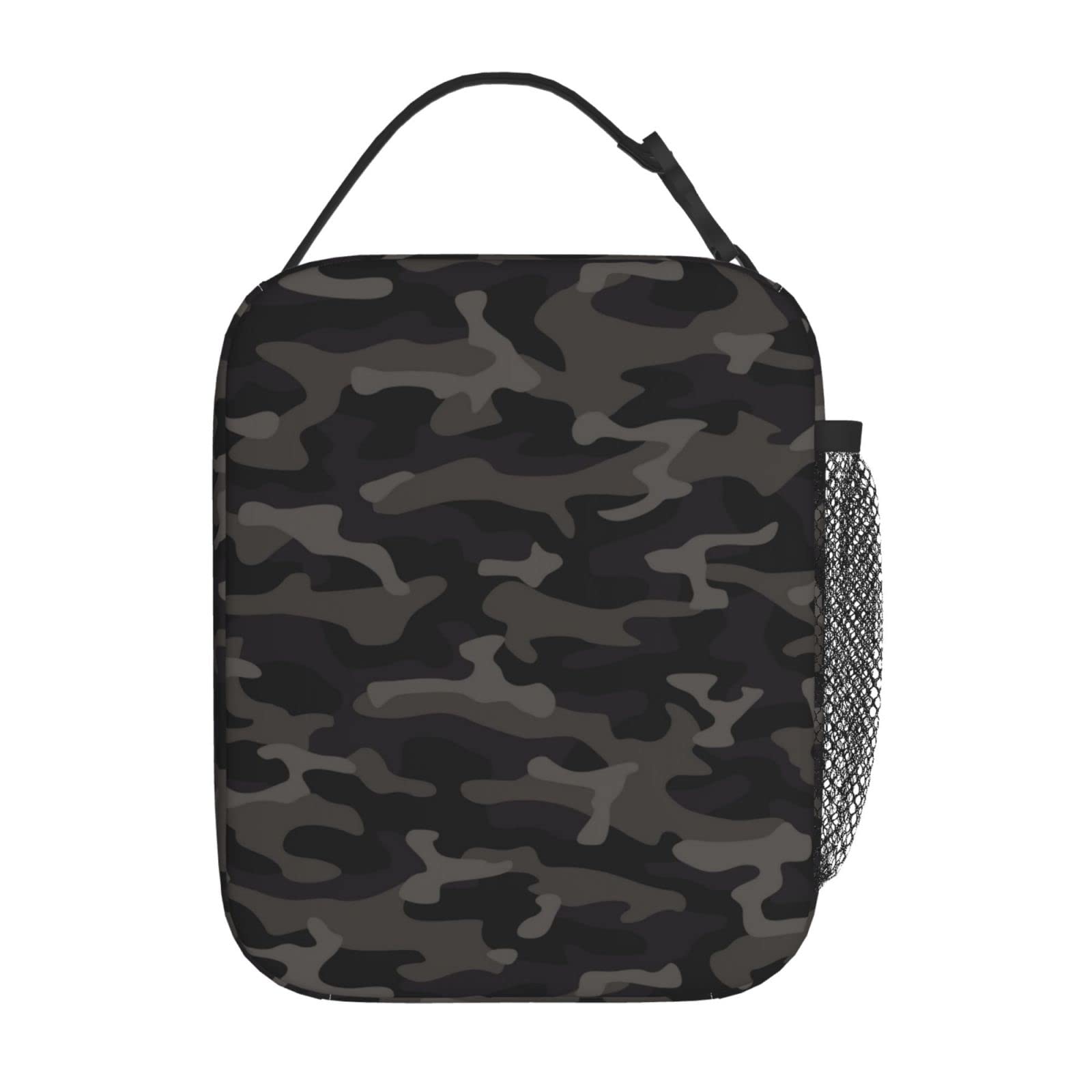 Photo 1 of YETTA YANG Camo Black And Grey Camouflage Portable Lunch Bag Insulated Lunch Box Reusable Totes For Women Men Work Picnic Camping