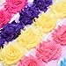 eBoot 60 Pieces 2.5 Inches Chiffon Fabric Flowers Shabby Chic Fabric Roses Frayed Trim Tulle Flower for DIY Bridal Accessory, 12 Colors