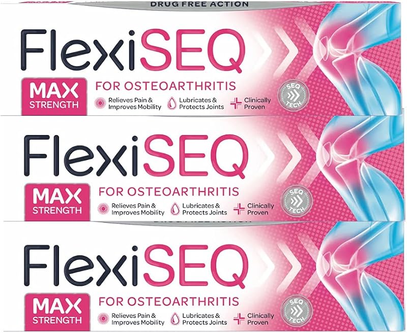 Flexiseq Max Strength 50g Gel 3 Pack for All Synovial Joints Knees Hands Hips