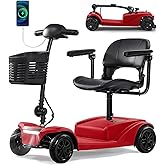 WayCare 15-25 Miles Long Range Mobility Scooter,Weight Capacity 300 LBS+ Powered Mobility Scooters for Seniors, Compact Duty Mobile for Travel with LED Headlight and Detachable Basket(Red)
