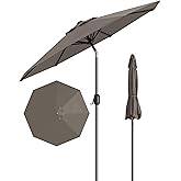 GarveeLife 9 ft Outdoor Patio Umbrella, Outdoor Table Umbrella, Market Umbrella with Push Button Tilt and Crank, 8 Sturdy Ribs UV Protection Waterproof for Garden, Deck, Backyard, Pool (Taupe)