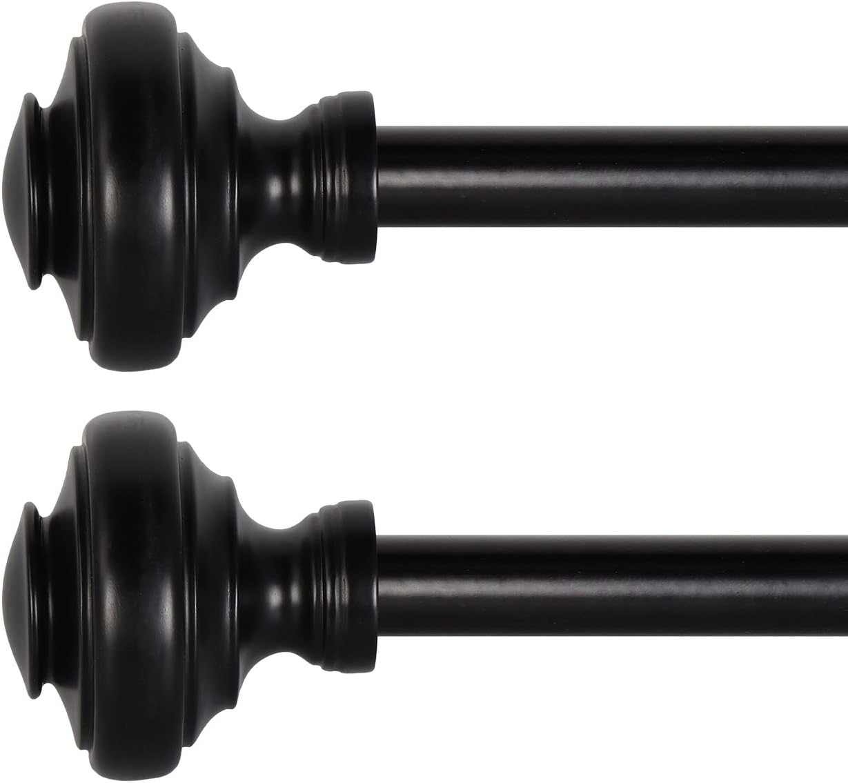 BOBOMOMO 2 Pack Adjustable Curtain Rod 3/4" Single Window Rod 28"-48" with Twisting Finials Black Drapery Rod of Window Treatment (Black, 28-48): Home & Kitchen