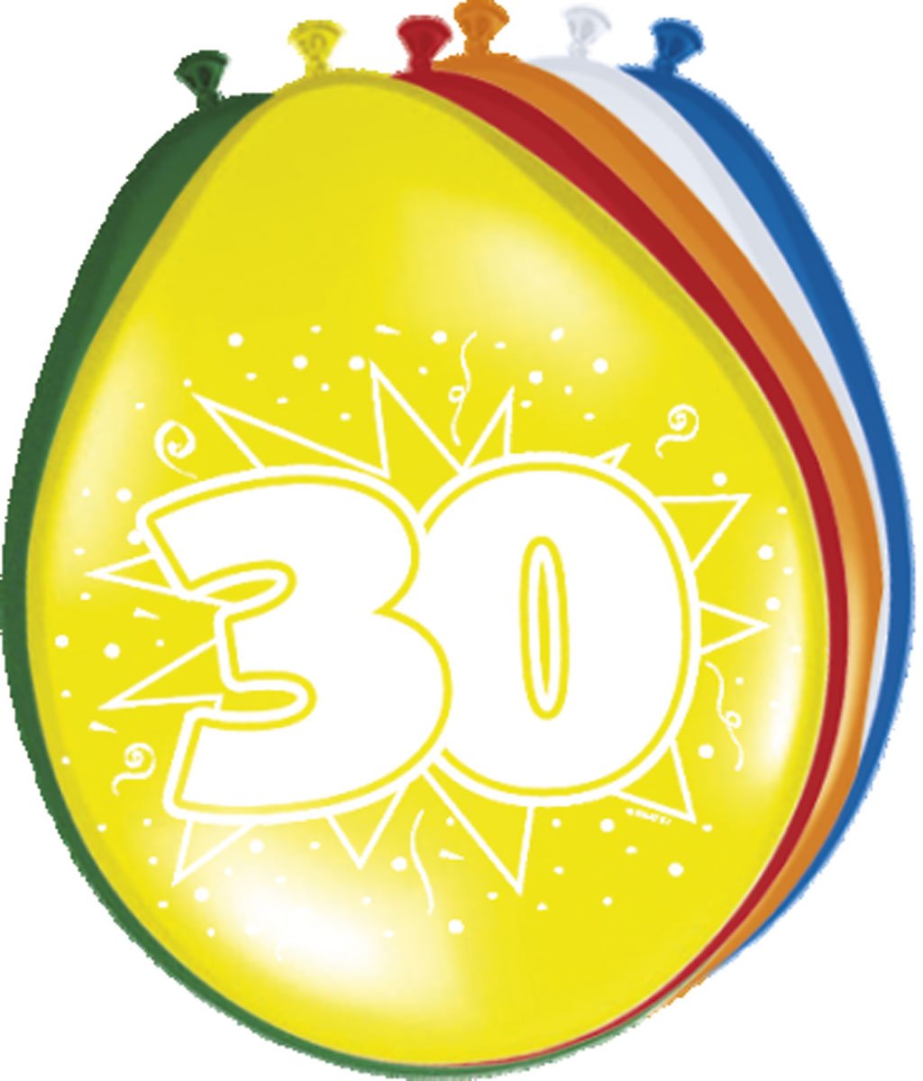 Folat 08230 30th Birthday Balloons 30 cm - 8 pieces, Multi Colors, 4