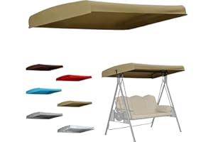 Outdoor Swing Canopy Replacement Cover, 600D Waterproof Sun Shade: 3 Seater Porch Swing Top for Garden Yard Patio Relaxation,