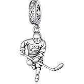 Hockey Charms for Bracelets 925 Sterling Silver Sports Charms for Bracelets Hockey Decor Jewelry Gifts for Men Women