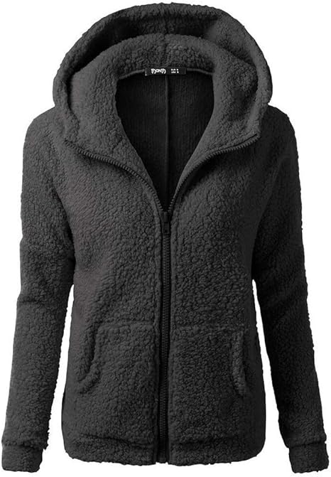 Amazon Co Jp 長い袖 冬の女性のジャケットコートレディースジャンパーカーディガン女性フリースフェイクファーコートパーカー生き抜く暖かいです 厚い Color Black Size L ホーム キッチン