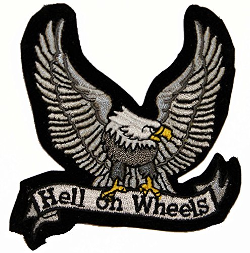 Hell on Wheels Eagle Patch Motorcycle Biker Badge Embroidered Iron On Applique