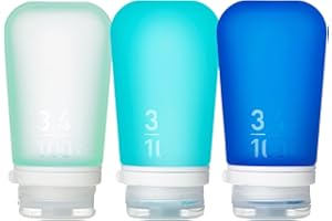 humangear GoToob+ 3-Pack (Large) | Refillable Silicone Travel Bottle | Locking Lid | Food-Safe Material | Mint/Aqua/Teal, Large (3.4 fl.oz.; 100ml)